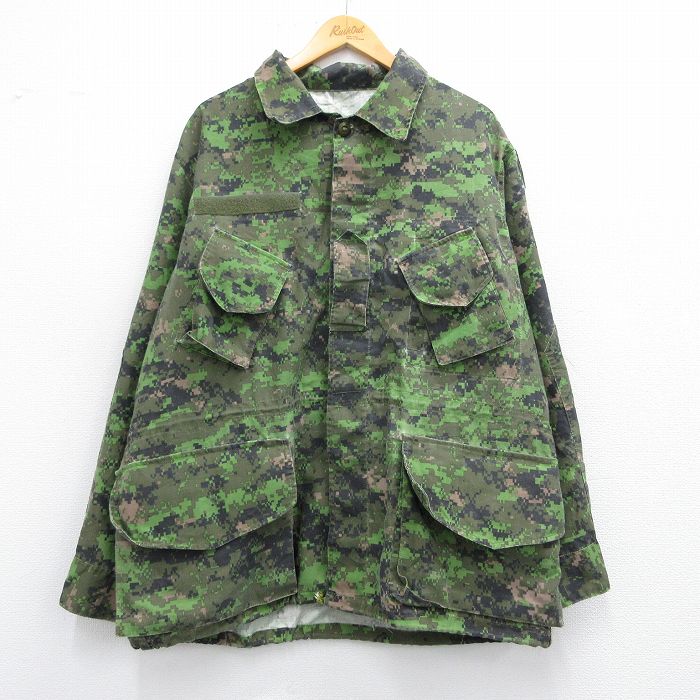 XL★古着 長袖 ミリタリー ジャケット メンズ コンバット デジタルカモ カナダ軍 緑他 グリーン 迷彩 25mar21 中古 アウター フライト