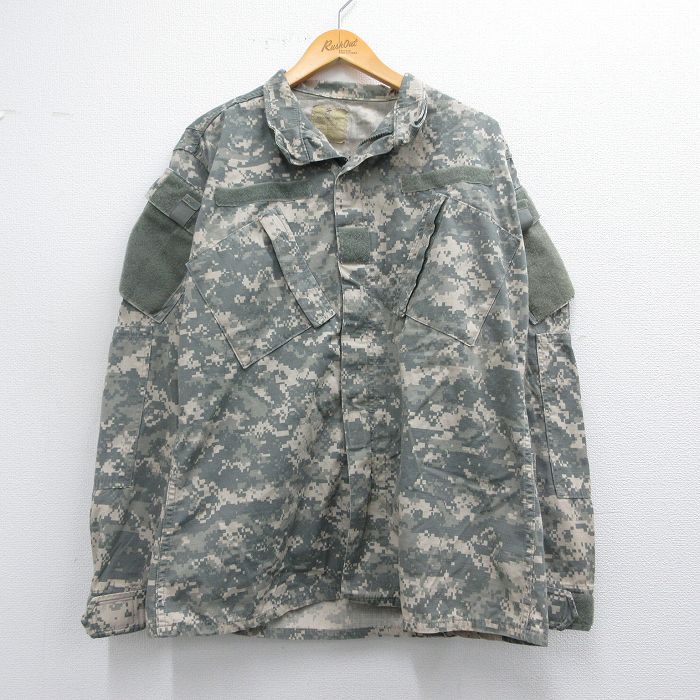 M★古着 長袖 ミリタリー ジャケット メンズ 00年代 00s コンバット リップストップ デジタルカモ USA製 グレー他 迷彩 25mar21 中古 アウター フライト