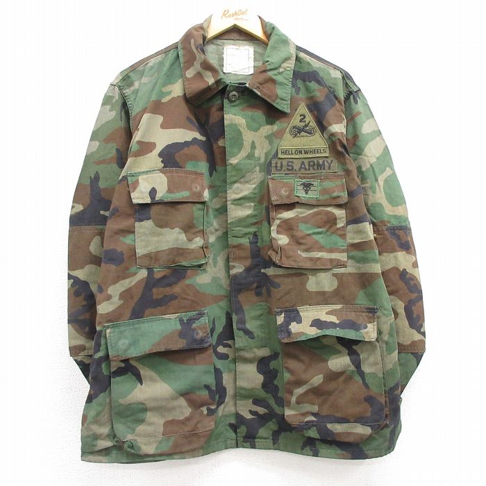 【50%OFF】XL★古着 長袖 ミリタリー ジャケット メンズ 80年代 80s USアーミー コンバット ウッドランドカモ USA製 緑 グリーン 迷彩 25apr11 中古 アウター フライト