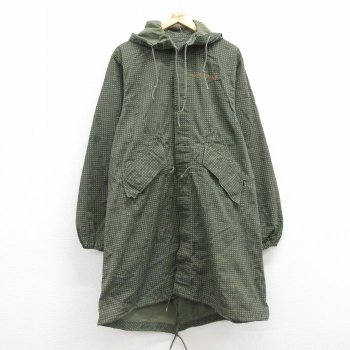 XL★古着 長袖 ミリタリー フィッシュテール コート パーカー メンズ 80年代 80s ナイトデザートカモ ロング丈 USA製 緑他 グリーン 【spe】 25apr11 中古 アウター