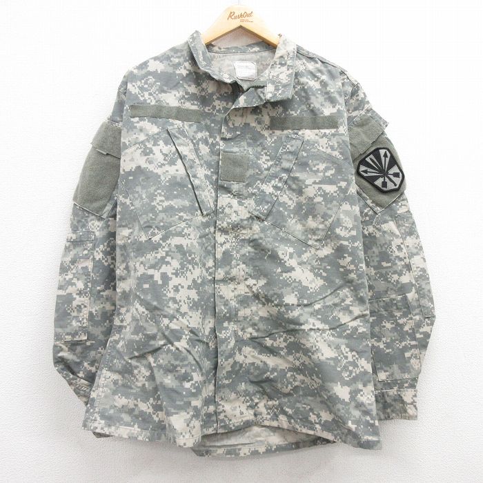 L★古着 長袖 ミリタリー ジャケット メンズ アーミー ARMY コンバット リップストップ デジタルカモ USA製 グレー 迷彩 25apr11 中古 アウター フライト