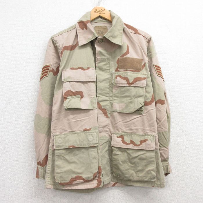 M★古着 長袖 ミリタリー ジャケット メンズ 90年代 90s コンバット デザートカモ USA製 ベージュ カーキ 迷彩 25apr11 中古 アウター フライト