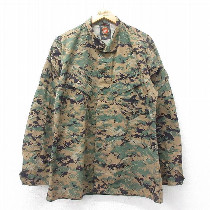 L★古着 長袖 ミリタリー ジャケット メンズ USMC デジタルカモ マーパットカモ 緑 グリーン 迷彩 25apr12 中古 アウター フライト