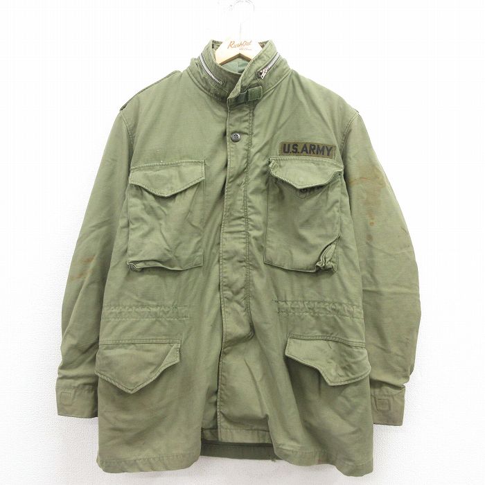 L★古着 長袖 ビンテージ ミリタリー フィールド ジャケット メンズ 70年代 70s USアーミー USA製 緑 グリーン 25aug12 中古 アウター フライト