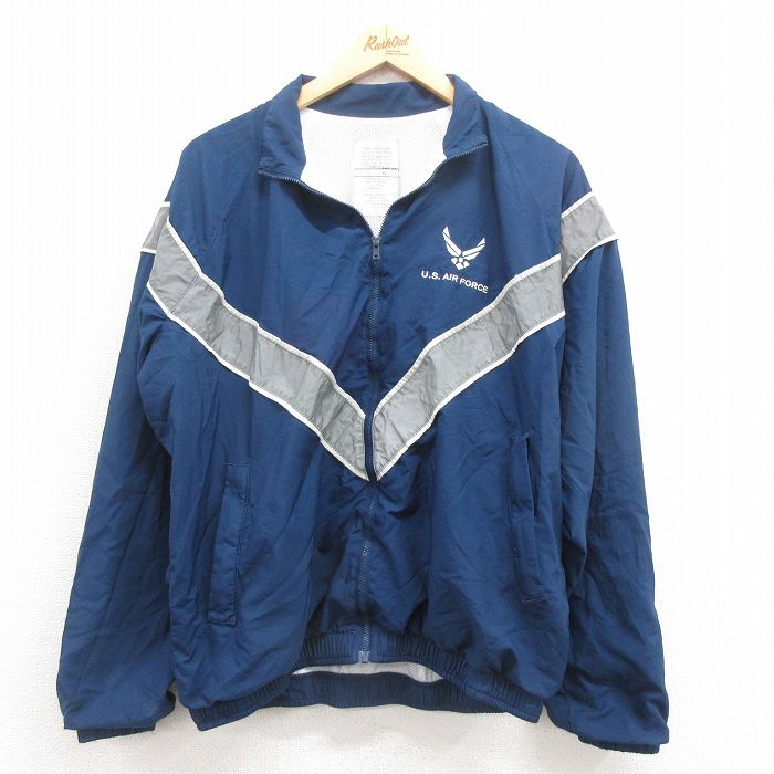 M★古着 長袖 ミリタリー ジャケット メンズ USエアフォース リフレクター USA製 紺 ネイビー 内側メッシュ地 25aug12 中古 アウター フライト