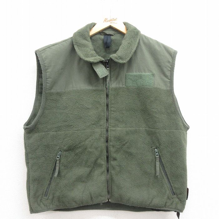 XL★古着 ミリタリー フリース ベスト メンズ ポーラテック 緑 グリーン 25sep04 中古 アウター