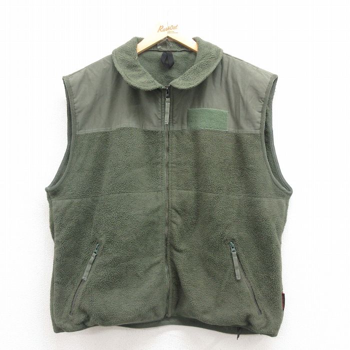 XL★古着 ミリタリー フリース ベスト メンズ ポーラテック 緑 グリーン 25sep04 中古 アウター