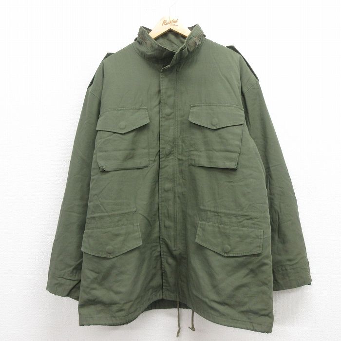 XL★古着 長袖 ミリタリー フィールド ジャケット メンズ M-65 ライナー付き 大きいサイズ ロング丈 緑 グリーン 25sep04 中古 アウター フライト