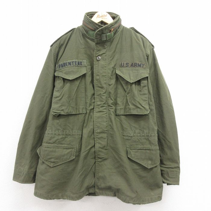L★古着 長袖 ミリタリー フィールド ジャケット メンズ 80年代 80s M-65 USアーミー USA製 薄緑 グリーン 25sep05 中古 アウター フライト
