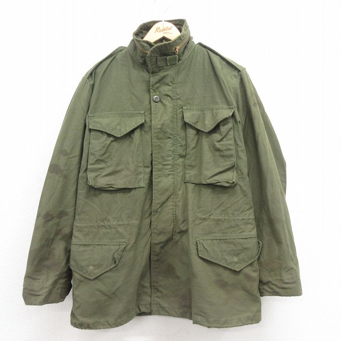 M★古着 長袖 ビンテージ ミリタリー フィールド ジャケット メンズ 70年代 70s M-65 USA製 薄緑 グリーン 25sep05 中古 アウター フライト