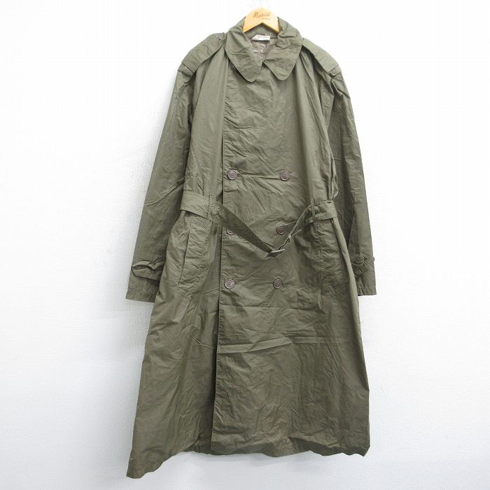 XL★古着 長袖 ビンテージ ミリタリー レイン コート メンズ 60年代 60s 大きいサイズ ロング丈 濃緑系 グリーン 【spe】 25sep22 中古 アウター