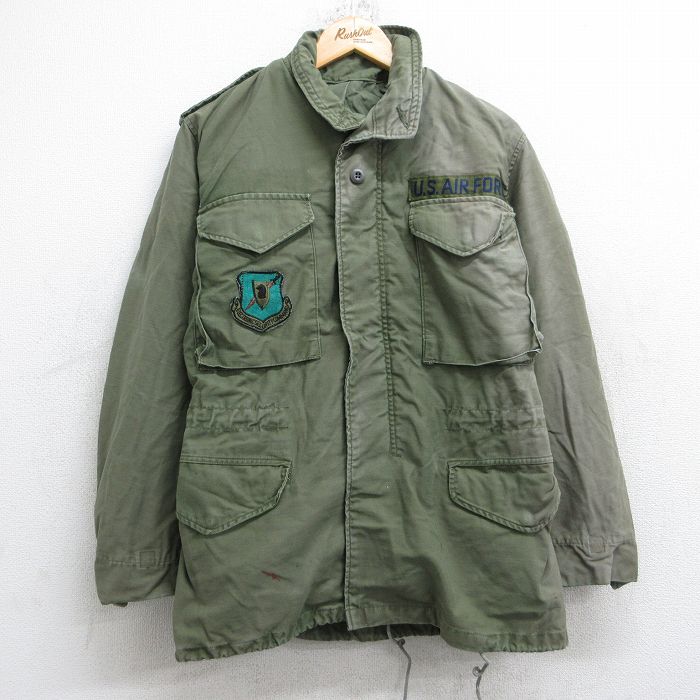 S★古着 長袖 ミリタリー フィールド ジャケット メンズ 80年代 80s M-65 USエアフォース USA製 濃緑 グリーン 25sep22 中古 アウター フライト