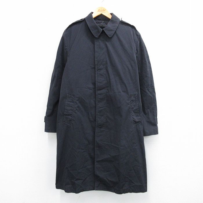 L★古着 長袖 ミリタリー コート メンズ 80年代 80s ロング丈 USA製 黒 ブラック 内側ファー 25sep27 中古 アウター