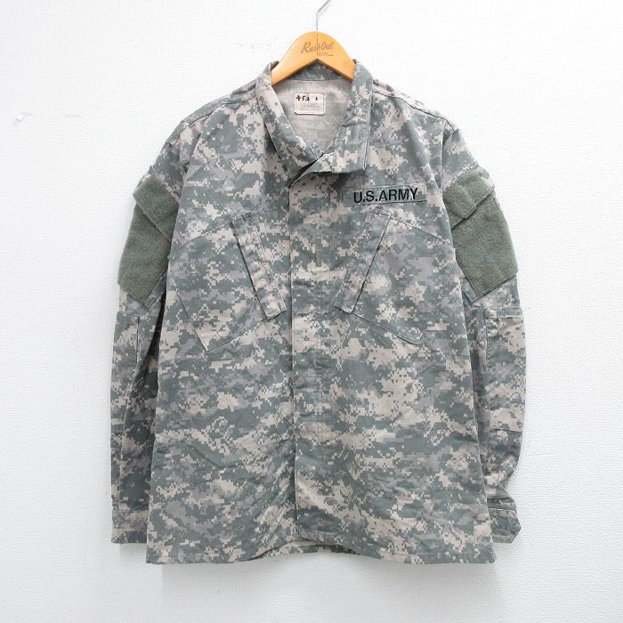 L★古着 長袖 ミリタリー ジャケット メンズ コンバット リップストップ USアーミー ARMY デジタルカモ USA製 グレー他 迷彩 25sep27 中古 アウター フライト