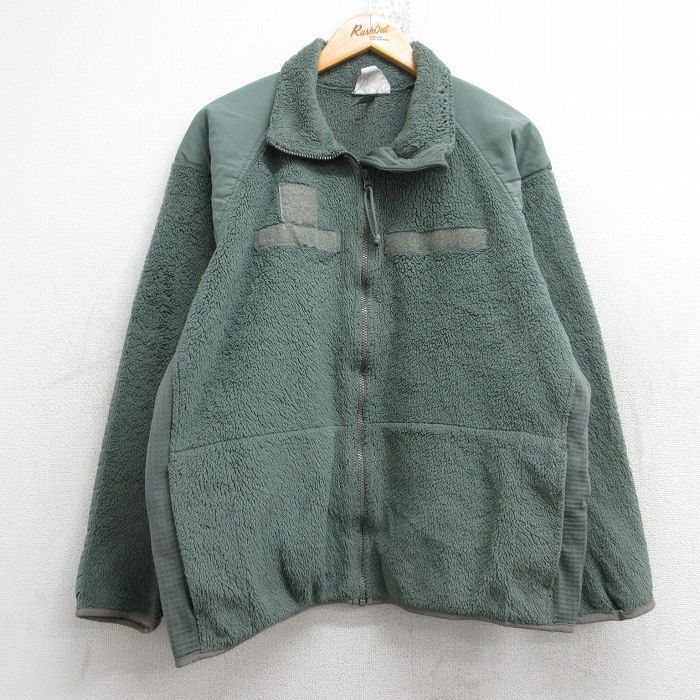 XL★古着 長袖 ミリタリー フリース ジャケット メンズ ECWCS GEN3 レベル3 ラグラン ポーラテック USA製 濃緑 グリーン 【spe】 25sep30 中古 アウター フライト