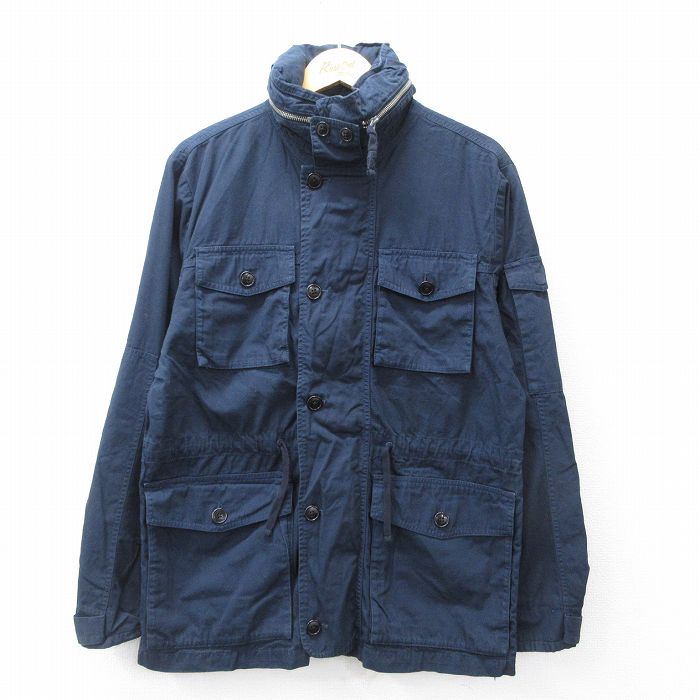 L★古着 ジェイクルー J.CREW 長袖 ミリタリー ジャケット メンズ コットン 紺 ネイビー 25oct01 中古 アウター フライト