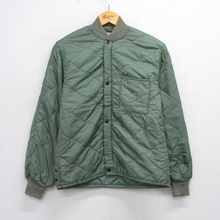 M★古着 長袖 ビンテージ ミリタリー キルティング ライナー ジャケット メンズ 60年代 60s CWU-9/p USA製 濃緑 グリーン 【spe】 25oct03 中古 アウター フライト