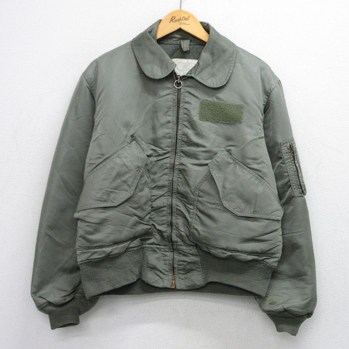 XL★古着 アビレックス アヴィレックス 長袖 ミリタリー ジャケット メンズ 80年代 80s CW-65/P USA製 濃緑 グリーン 25oct03 中古 アウター フライト