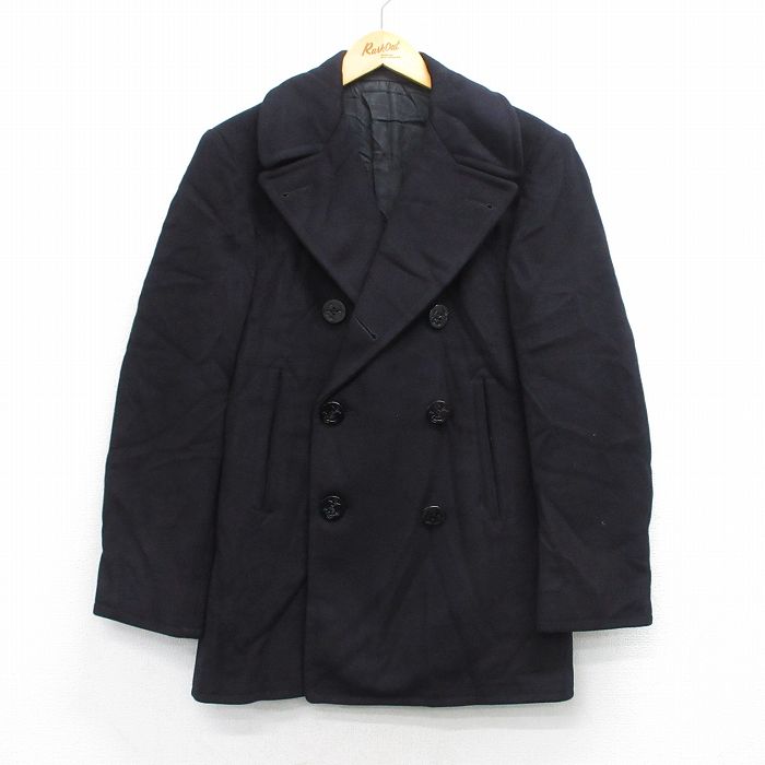 S★古着 長袖 ビンテージ ミリタリー ピーコート Pコート メンズ 60年代 60s USネイビー ウール USA製 濃紺 ネイビー 25oct03 中古 アウター