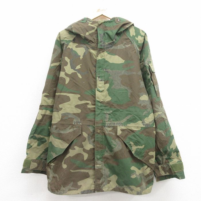 【20%OFF】L★古着 長袖 ミリタリー ナイロン ゴアテックス ジャケット パーカー メンズ 90年代 90s ECWCS ウッドランドカモ ラグラン USA製 緑 グリーン 迷彩 25oct04 中古 アウター フライト