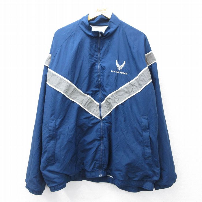 XL★古着 長袖 ミリタリー ジャケット メンズ 90年代 90s USエアフォース リフレクター ラグラン 大きいサイズ USA製 紺他 ネイビー 内側メッシュ 25oct14 中古 アウター フライト