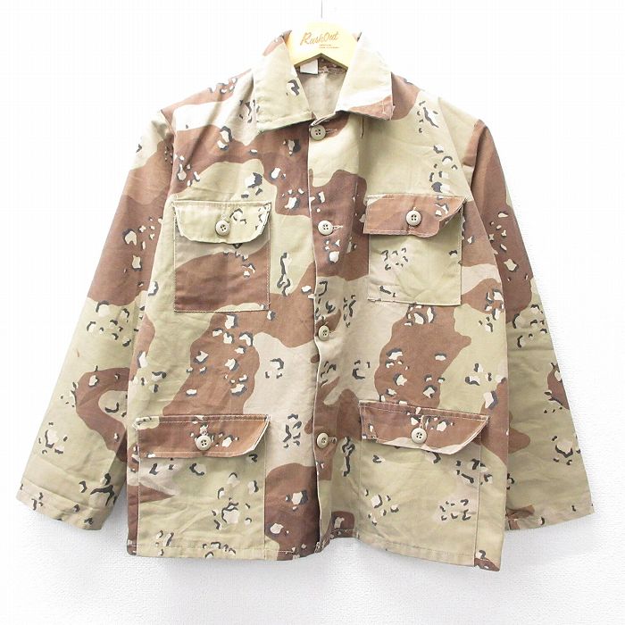 M★古着 長袖 ミリタリー ジャケット メンズ 90年代 90s デザートカモ チョコチップ USA製 ベージュ カーキ 迷彩 25oct14 中古 アウター フライト