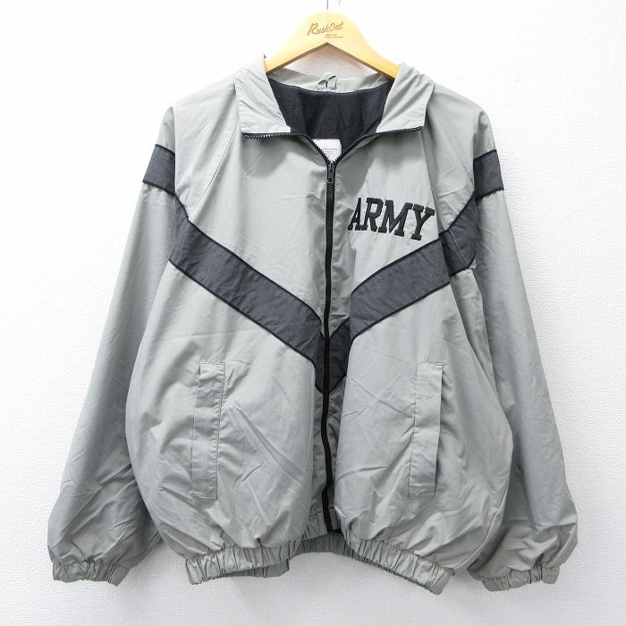 XL★古着 長袖 ミリタリー ナイロン ジャケット メンズ 00年代 00s アーミー リフレクター 大きいサイズ USA製 グレー系他 内側メッシュ 25oct14 中古 アウター フライト