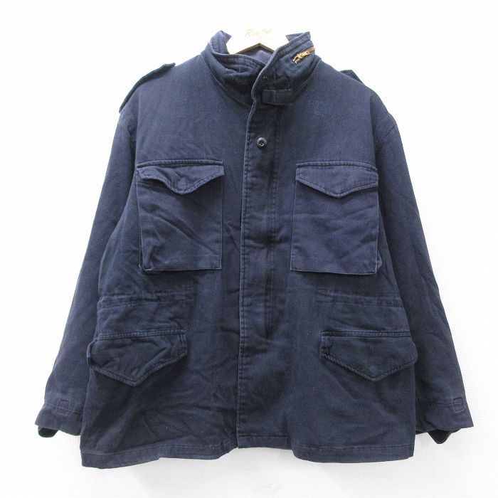 XL★古着 長袖 ミリタリー フィールド ジャケット メンズ M-65 濃紺 ネイビー 25oct16 中古 アウター フライト