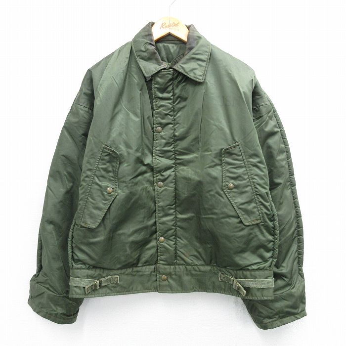 XL★古着 長袖 ビンテージ ミリタリー デッキ ジャケット メンズ 60年代 60s A-1 USネイビー NAVY USA製 濃緑 グリーン 【spe】 25oct22 中古 アウター フライト