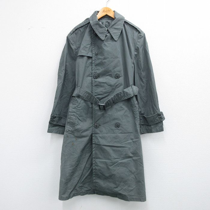 L★古着 長袖 ビンテージ ミリタリー レイン コート メンズ 60年代 60s アーミー ARMY ロング丈 USA製 グレー系 25oct22 中古 アウター