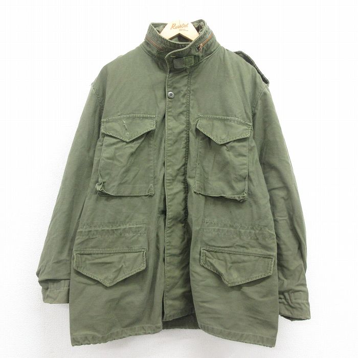 XL★古着 長袖 ミリタリー フィールド ジャケット メンズ 80年代 80s M-65 USA製 緑 グリーン 25oct25 中古 アウター フライト