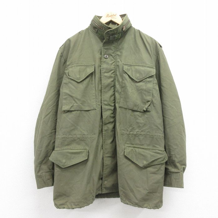 L★古着 長袖 ミリタリー フィールド ジャケット メンズ 80年代 80s M-65 ロング丈 USA製 緑 グリーン 25oct25 中古 アウター フライト