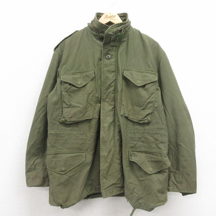 L★古着 長袖 ビンテージ ミリタリー ジャケット メンズ 70年代 70s M-65 USA製 緑 グリーン 25oct25 中古 アウター フライト