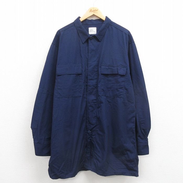 XL★古着 長袖 ビンテージ ミリタリー フィールド ジャケット メンズ 00年代 00s リップストップ ロング丈 USA製 紺 ネイビー 25oct25 中古 アウター フライト