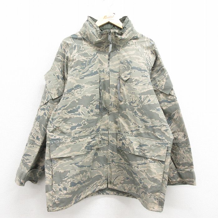 XL★古着 長袖 ミリタリー ナイロン ゴアテックス ジャケット メンズ 00年代 00s デジタルタイガーカモ ラグラン USA製 グレー 迷彩 25oct29 中古 アウター フライト