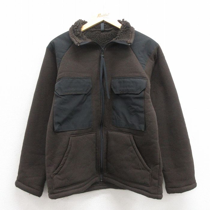S★古着 長袖 ミリタリー ベア パイル フリース ジャケット メンズ 90年代 90s USA製 こげ茶 ブラウン 25oct29 中古 アウター フライト