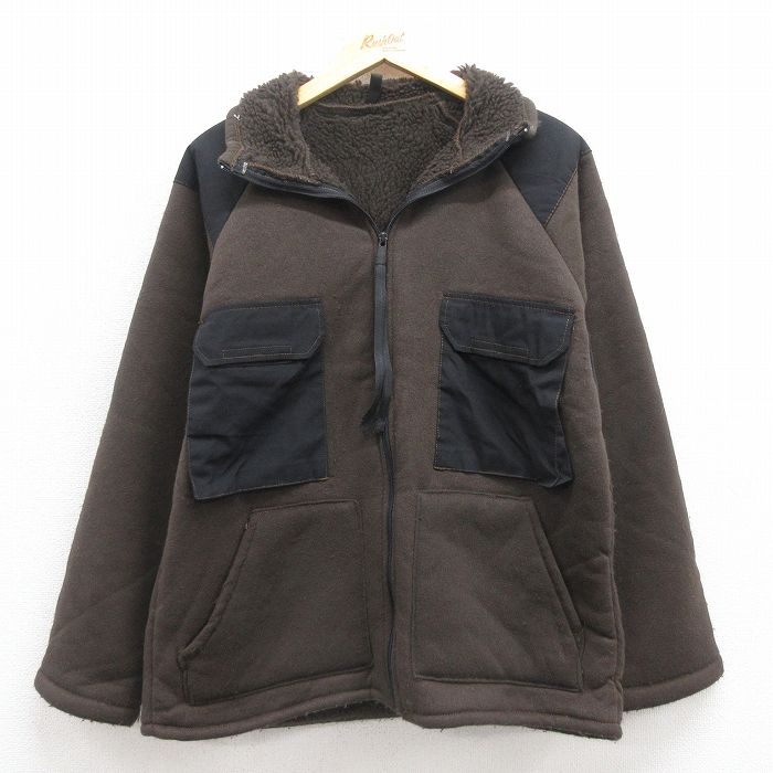 M★古着 長袖 ミリタリー ベア パイル フリース ジャケット メンズ 90年代 90s USA製 こげ茶 ブラウン 【spe】 25oct29 中古 アウター フライト