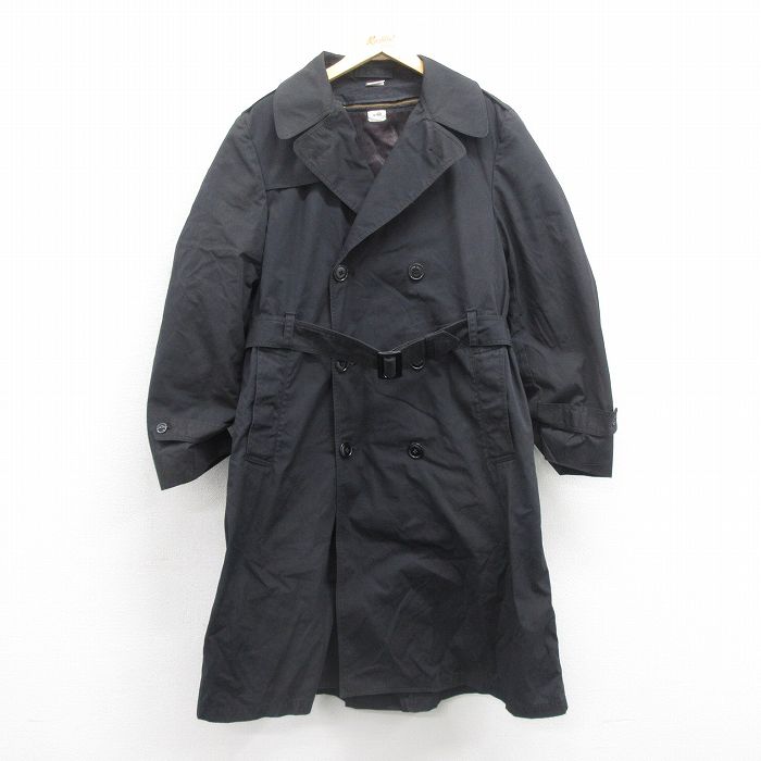 L★古着 長袖 ミリタリー コート メンズ 90年代 90s ロング丈 USA製 黒 ブラック 25oct29 中古 アウター