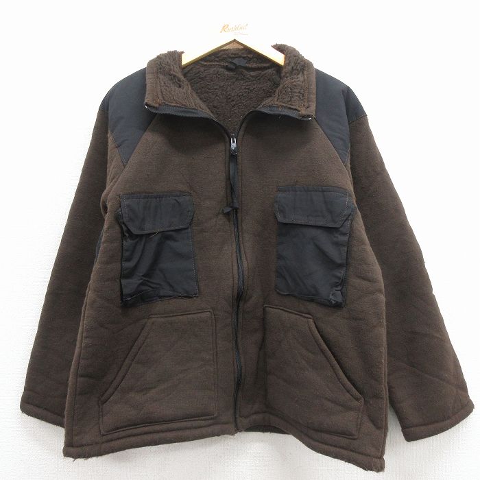 L★古着 長袖 ミリタリー ベア パイル フリース ジャケット メンズ 90年代 90s USA製 こげ茶 25nov12