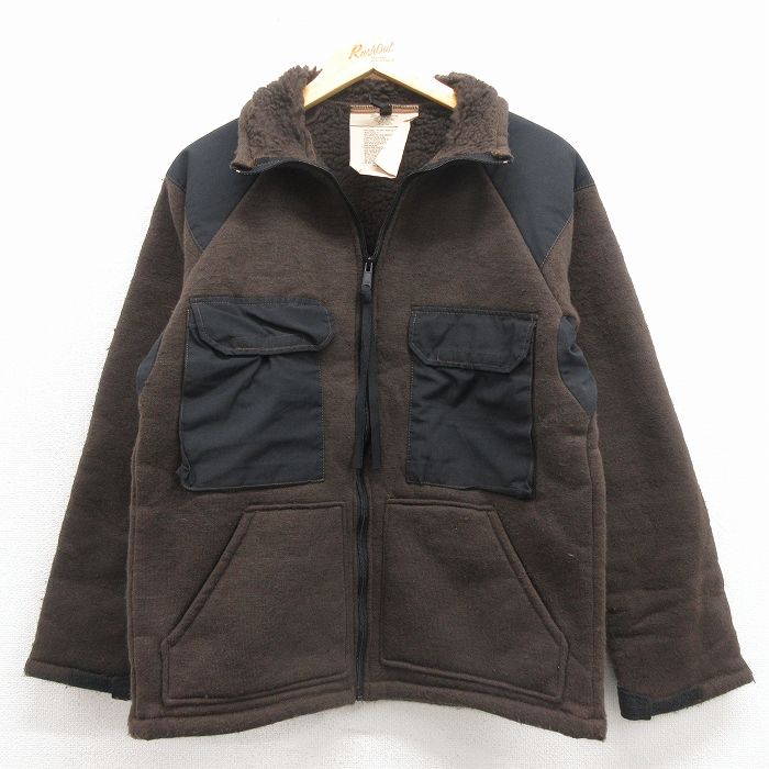 S★古着 長袖 ミリタリー ベア パイル フリース ジャケット メンズ 90年代 90s USA製 こげ茶 25nov12