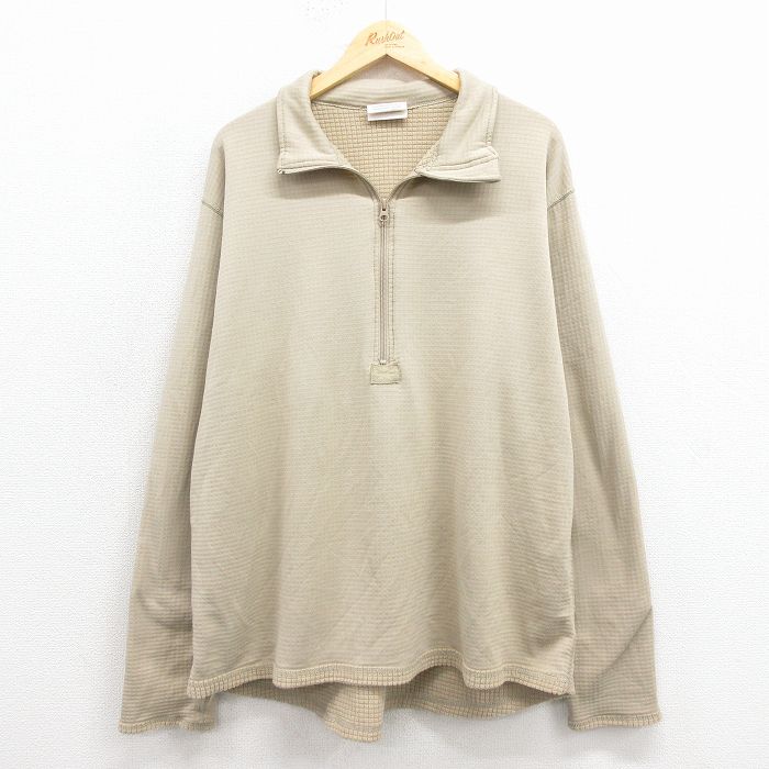XL★古着 長袖 ミリタリー ハーフジップ フリース ジャケット メンズ 00年代 00s ECWCS GEN3 レベル3 USA製 ベージュ 25nov12