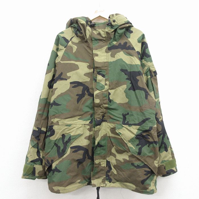 【20%OFF】L★古着 長袖 ミリタリー ナイロン ゴアテックス ジャケット パーカー メンズ 00年代 00s ウッドランドカモ ラグラン USA製 緑 迷彩【spe】 25nov12