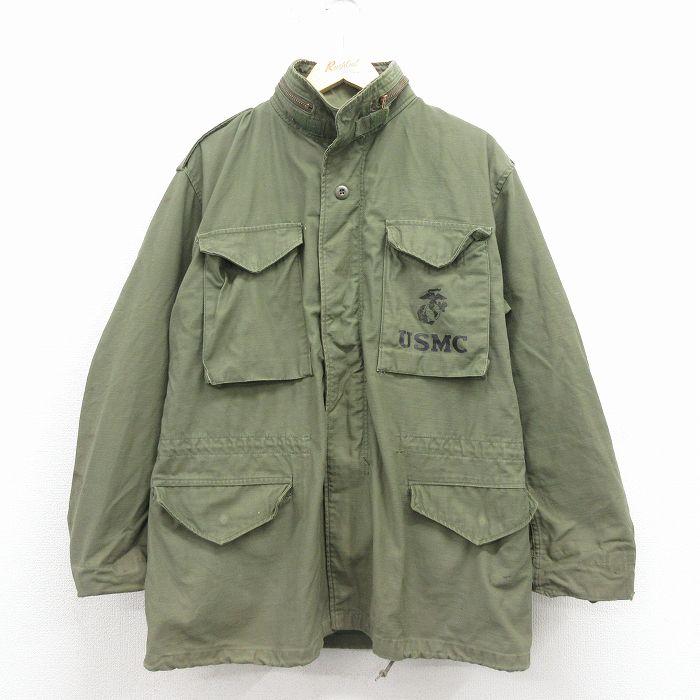 M★古着 長袖 ビンテージ ミリタリー フィールド ジャケット メンズ 70年代 70s M-65 USMC USA製 緑 25nov12