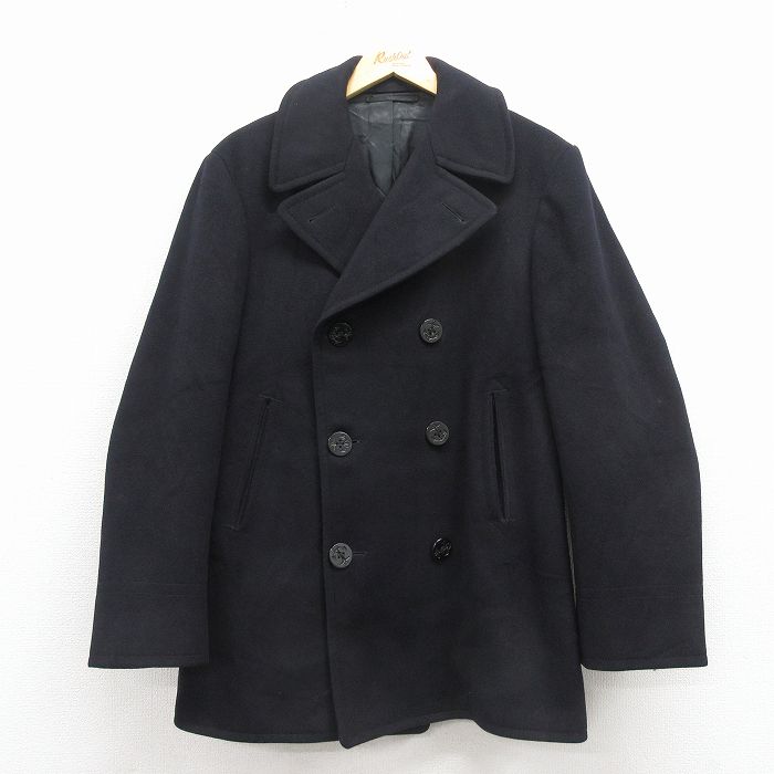 M★古着 長袖 ビンテージ ミリタリー ピーコート メンズ 60年代 60s ロング丈 USA製 黒【spe】 25nov17