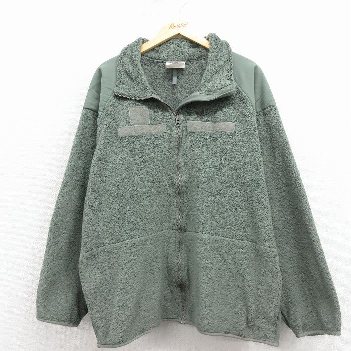 XL★古着 長袖 ミリタリー フリース ジャケット メンズ ECWCS GEN3 レベル3 ポーラテック 大きいサイズ ラグラン USA製 緑 25nov17