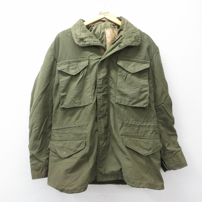 L★古着 長袖 ミリタリー フィールド ジャケット メンズ M-65 緑系 25nov21