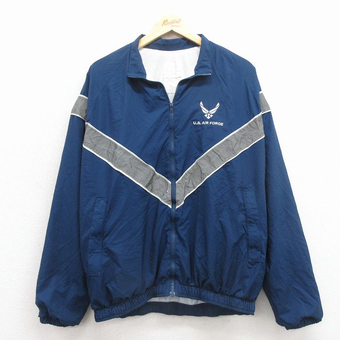 XL★古着 長袖 ミリタリー ジャケット メンズ USエアフォース リフレクター 紺他 内側メッシュ 25nov29