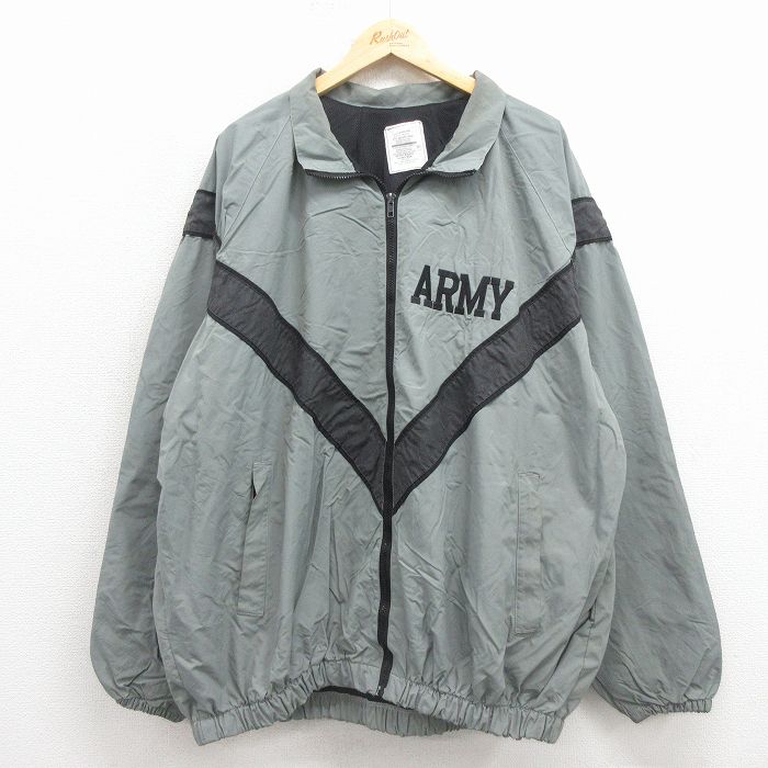 XL★古着 長袖 ミリタリー ナイロン ジャケット メンズ 00年代 00s アーミー ARMY リフレクター 大きいサイズ USA製 グレー系他 内側メッシュ 25nov29