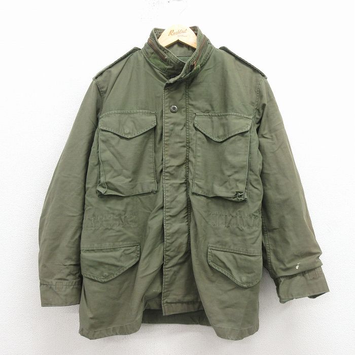 M★古着 長袖 ミリタリー フィールド ジャケット メンズ 80年代 80s M-65 USA製 緑 25nov29