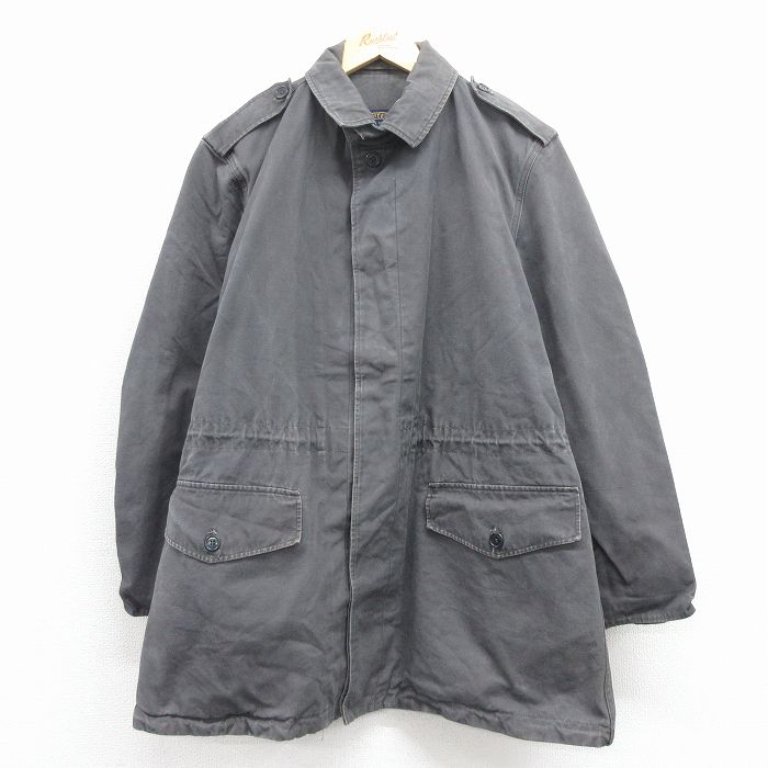 XL★古着 長袖 ミリタリー ジャケット コート メンズ 80年代 80s オランダ軍 濃グレー【spe】 25dec02